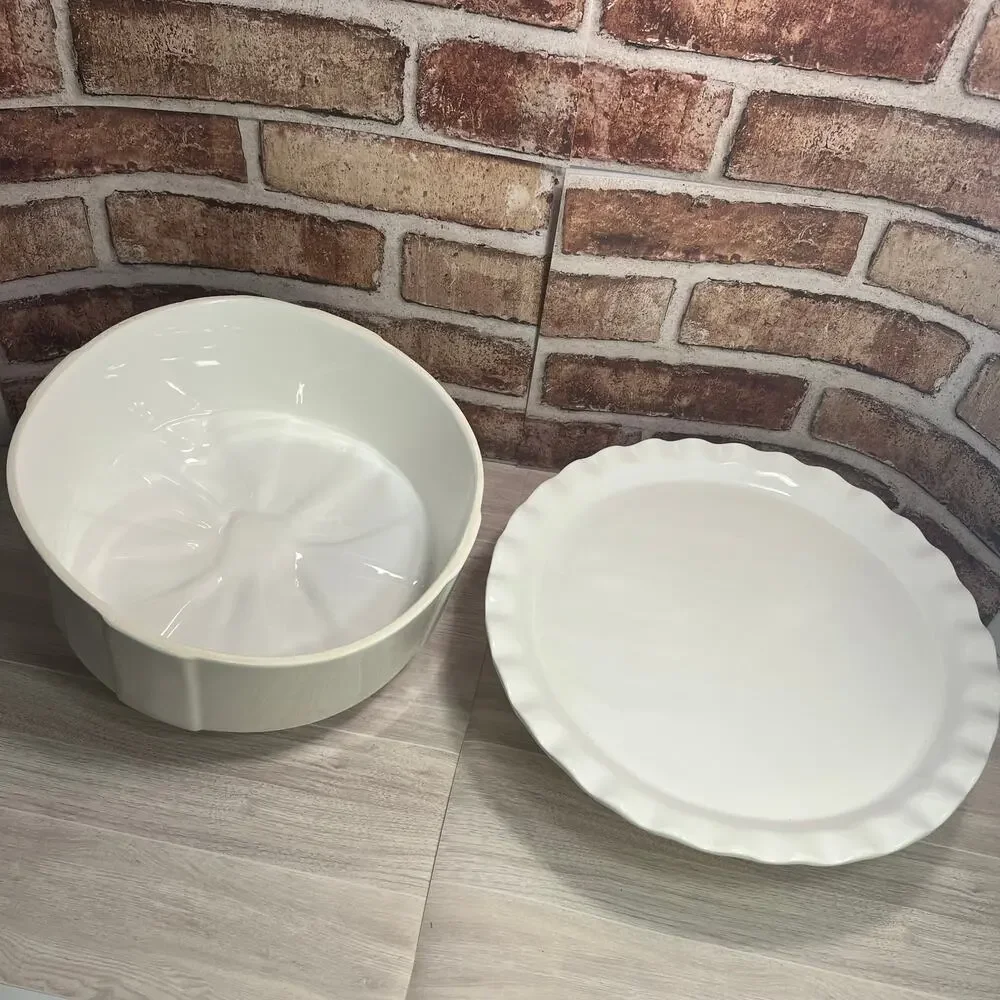 VTG NOS Made In Portugal Destinos Ceramic Ribbons And Bows Pedestal Cake Plate